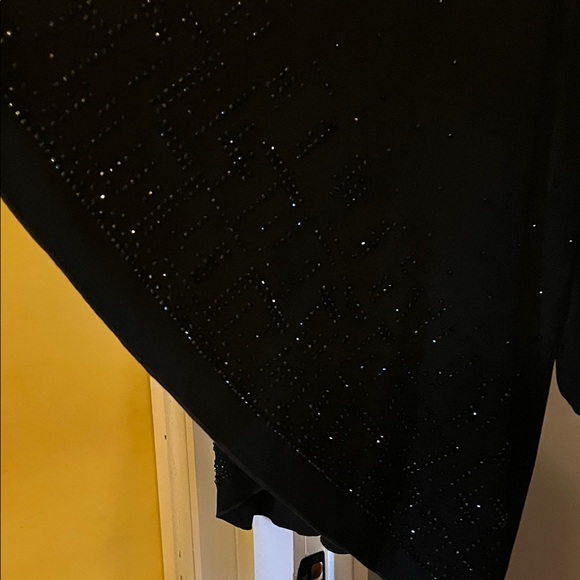 Elegant Black Cardigan and matching sleeves top with Embellishments.  Holiday ! - Picture 2 of 10